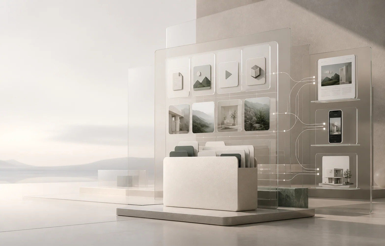 An organized collection of documents, images, video, 3D assets, and app destinations connected through ALYSSIUN Drive.